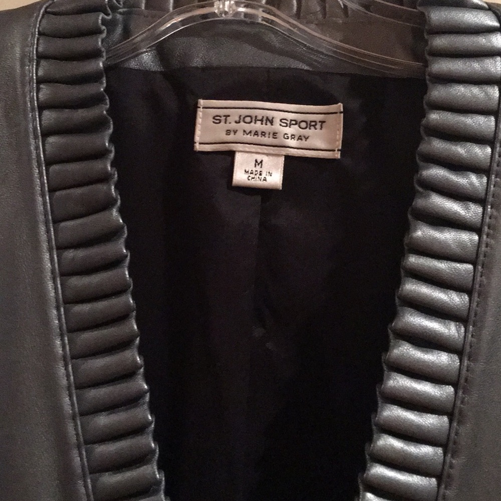 St. John gray leather jacket